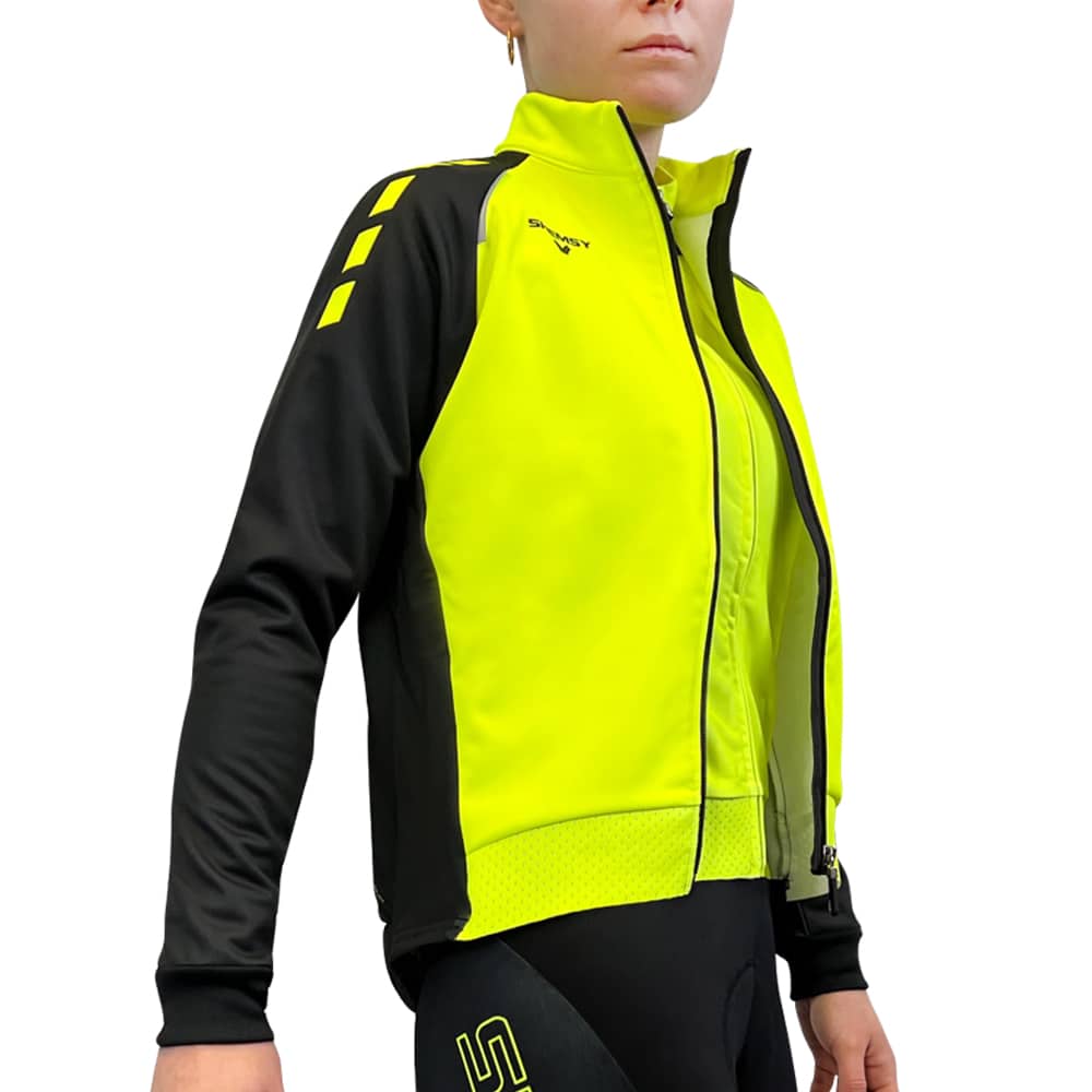 Veste cycliste hiver femme - Fluo avec 4 réflecteurs - XS au 5XL