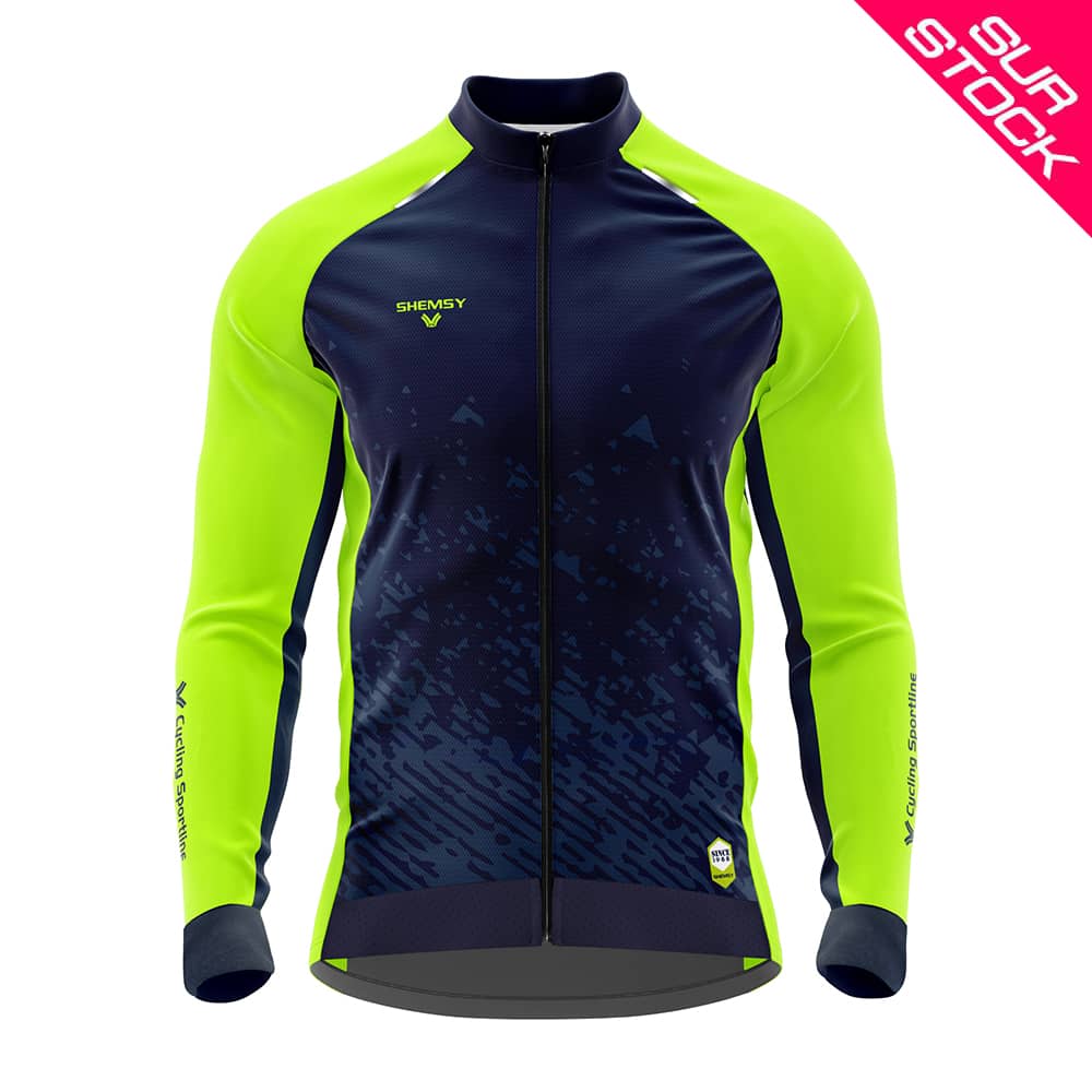 Veste thermique cycliste MIXTE hiver Winter Lemon/Navy