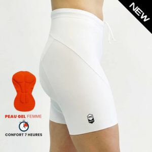 Cuissard cycliste femme sans bretelles BASICO Blanc peau gel